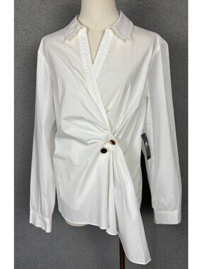 I.n.c. International Concepts  Women's  Cotton  Drape-Front Top White XL  NWT's.